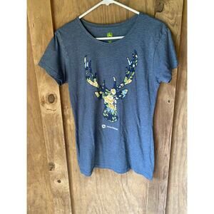 John Deere Floral Deer Head Tee M